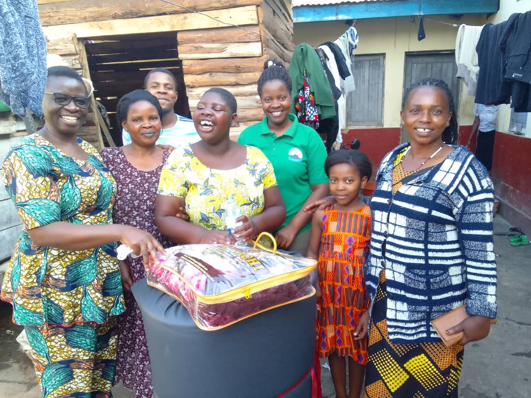 Group of girls receiving hygiene support